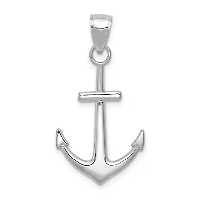 14k 14kt White Gold  Gold Polished Anchor Pendant • $147