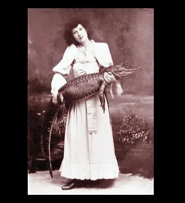 Vintage Alligator Girl PHOTO Freak Scary Creepy Weird Circus Swamp Circa 1902 • $4.28