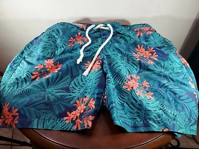 Merona Swim Bottoms Mens Large MULTICOLOR Hawaiian Floral Tropical  • $9