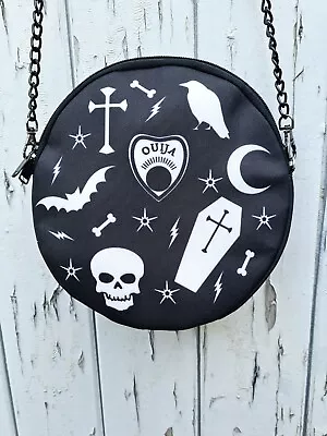 Round Black Gothic Bag - Handbag Coffin Skeleton Horror Ouija Bat • £20