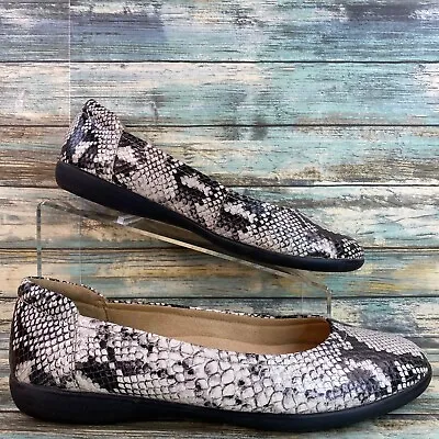 Naturalizer Flexy Womens Loafers Size 10M Black White Snake Print Leather Flats • $23.40