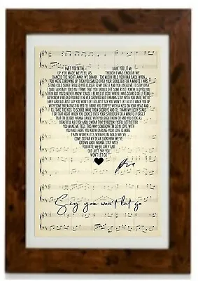 James Arthur Say You Won't Let Go Lyrics Poster Framed Print  • £28.04