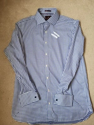£20.99 • Buy M&S Luxury Blue Check Twill Shirt 16  Regular