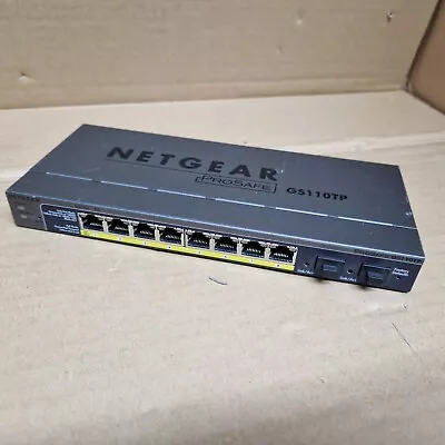 Netgear Prosafe GS110TP POE 8 Port Gigabit Smart Switch With 2 SFP Fibre • £29