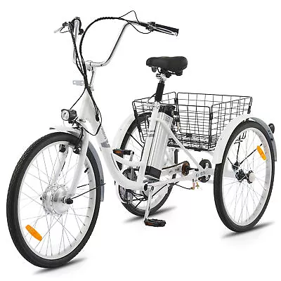 VIRIBUS Adult Electric Tricycle 24  250W 36V E-Trike Shopping W/Basket&Keys  • $539.99
