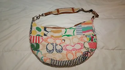 COACH 48 N-9755 Hamptons Weekend Multicolor Patchwork Hobo Shoulder Bag • £28.46