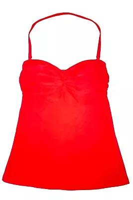 Ladies Size 10 Tankini Top M&S Red Bandeau Bust Support Removable Halter Strap • £10.79