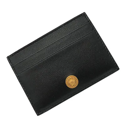 Versace Medusa Card Holder Card Case Black Leather Authentic • $169.57