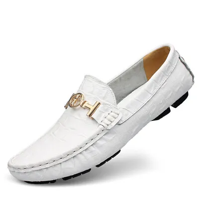 Men's Causal Slip On Loafers Leather Handmade Driving Oxford Flats Shoes • $49.99