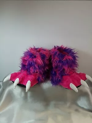 Lazy One Pink & Purple Furry Monster Claw Feet Slipper Booties Kid’s Small 9-11 • $11.25