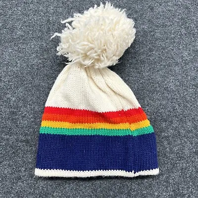 Vtg Marclau Wool Ski Hat Pompom Stripe Made USA MN Beanie • $19.78