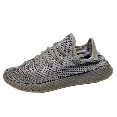 Adidas Deerupt Mens Sneakers Size 12 US Grey Mesh Casual Athletic Shoes • $29.95