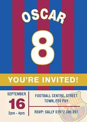 PERSONALISED Football Team Shirt INVITATIONS Invites Footy ANY AGE  Pack Of 10 • £6.49