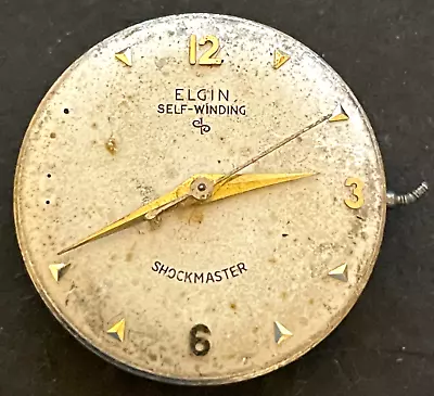 Vintage Elgin Shockmaster Cal 643 Automatic Men's Watch Movement Ticks 17j Swiss • $29.95