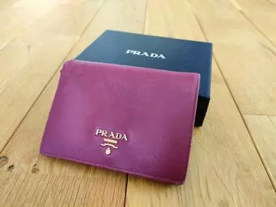 PRADA 1M0668 Saffiano Leather Pink Fold Wallet With Guarantee Card And Box Z • $99