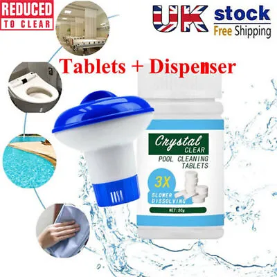 £8.89 • Buy Chlorine Bromine Floating Dispenser 100 Cleaning Tablets Spa Tub Swimming Pool