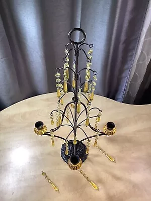 $65 • Buy Vintage Crystal Candelabra Candle Holder Gothic 