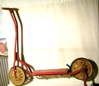 Antique Wooden Cast Iron Scooter Toy Home Decor Piece • $255