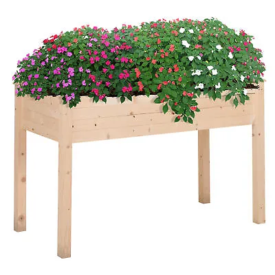 Outsunny Raised Wood Garden Bed Planter Vegetables Grow Flower Herbs Box Kit • £58.99