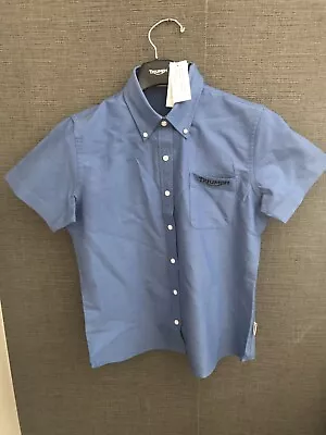 £6 • Buy Bnwt Genuine Triumph Motorcycle Ladies Blue Cotton Shirt Size Medium