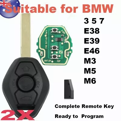 2X Remote Key Fob Suit For BMW EWS 3 5 7 E38 E39 E46 M3 M5 M6 HU92 315MHz ID44 • $43