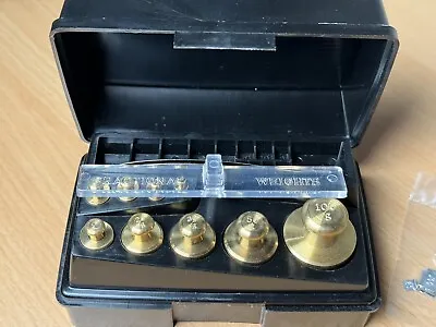 9 Pc Vintage Ohaus Sto A Weigh Calibration Set Brass Weight Set Complete 1g-10g • $45
