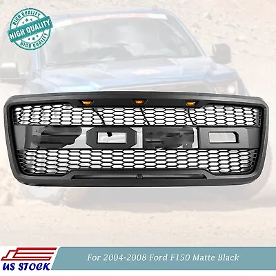 $95.09 • Buy For Ford F150 2004-2008 Raptor Style Grill Front Bumper Hood Grille Mesh W/LED