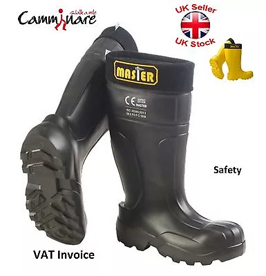 Camminare Full Safety Lightweight Wellies Wellingtons EVA Boots Master Black • £44.97