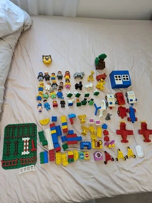 Vintage Duplo Lego Bulk Lot - Animals People Vehicles Tree Blocks • $70