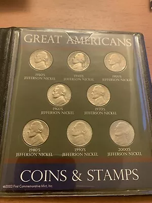 1st Commemorative Mint Thomas Jefferson Great Americans Coins & Stamps Nickels • $37.50