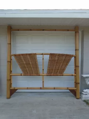 Tall Bamboo King Size Headboard Canopy East Indies Tropical Rattan Beach Hawaii • $250