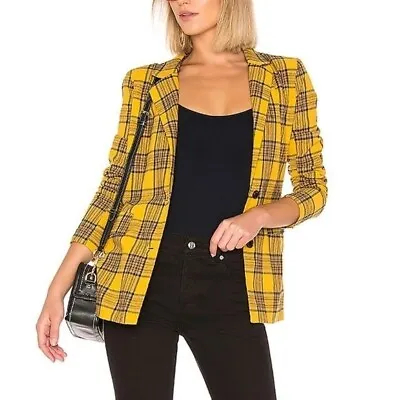 LPA REVOLVE Yellow Mustard Plaid Boxy Blazer Womens Size XS Clueless  • $49.99