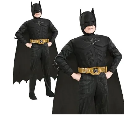 Child BATMAN DELUXE DARK KNIGHT MUSCLE CHEST Boys Fancy Dress Costume Age 3-10 • £22.95