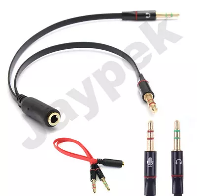 3.5mm Audio Mic Microphone Y Splitter Cable Lead Adapter For Headphone Headset • £2.99