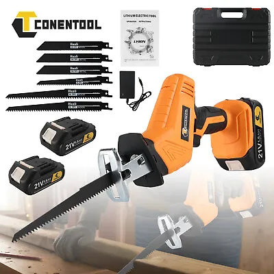CONENTOOL Cordless Electric Reciprocating Saw Outside Saber Cutting With Battery • £23.99