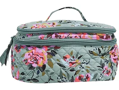 Vera Bradley Brush Up Cosmetic Case Classic Quilt Cotton ROSY OUTLOOK +Fast Ship • $42