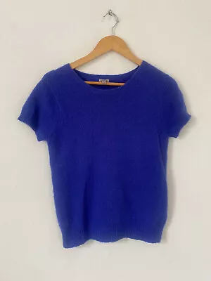 Coercion Jumper 12 Blue Short Sleeve Angora Mix Pullover Knit  • £20