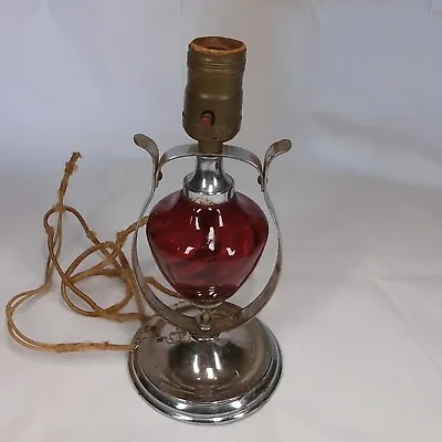 Nautical Marine Vintage Electric Wall Sconce Or Table Lamp Ruby Red Glass 30's • $34.99