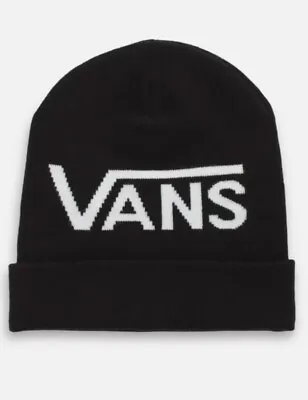 VANS Breaking Curfew Beanie Hat Knit Black New Cuff Bold Logo Unisex OFFICIAL • £21.59