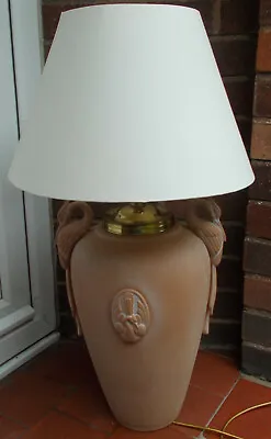 £99 • Buy  Large Vintage Terracotta Table Lamp With Peahen Handles And Shade