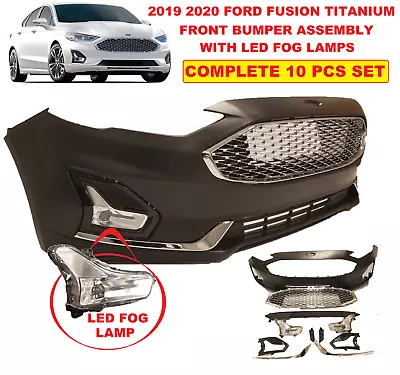 Fits 2019 2020 Ford Fusion Titanium Front Bumper  Led Fog Lamps Chrome Honeycomb • $307.56