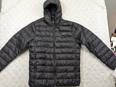 Eddie Bauer Jacket Mens Large Black Puffer Down Fill Lightweight Full Zip Hooded • $29.99