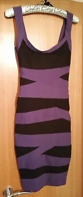 Jane Norman Purple And Black Bandage Bodycon Dress. Size 10 • £3.99