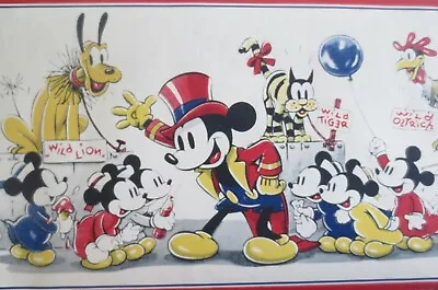 VISIT TO THE ZOO Disney Wallpaper Border KID BABY MICKEY MOUSE PLUTO DONALD DUCK • $14.22
