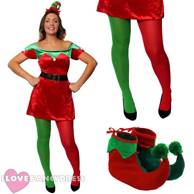 £18.99 • Buy Ladies Elf Costume Adult Christmas Fancy Dress Santa's Helper Xmas Party Uk 4/16
