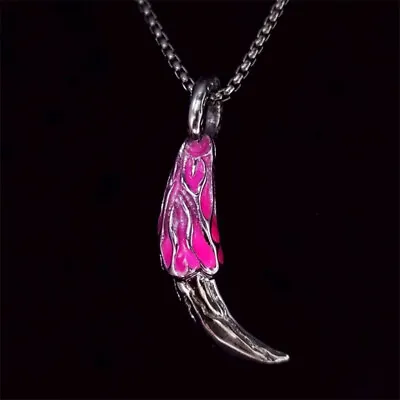 Fashion Wolf Fang Flame Pattern Pink Luminous Pendant Necklace Men Jewelry  • $0.01