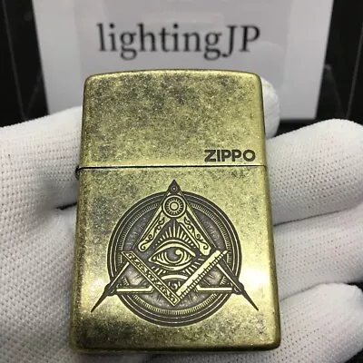 Zippo Freemason Eye Of Providence Myth Symbol Gold Brass Oil Lighter Japan • $59.80