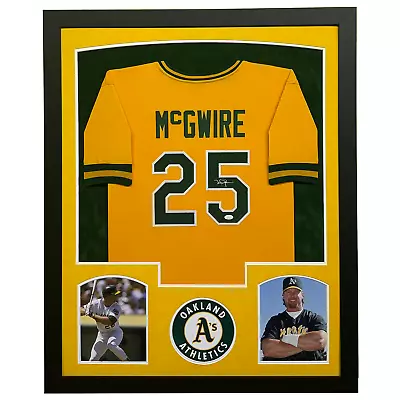 Mark McGwire Signed Oakland Yellow Custom Suede Matte Framed Baseball Jersey • $445.95