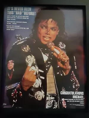 Michael Jackson Man In The Mirror Rare Original Promo Poster Ad Framed!  • $69.75