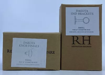 RH Restoration Hardware 2 Each Dakota Knob Finials + End Brackets Amber ⅞  Rod • $47.99